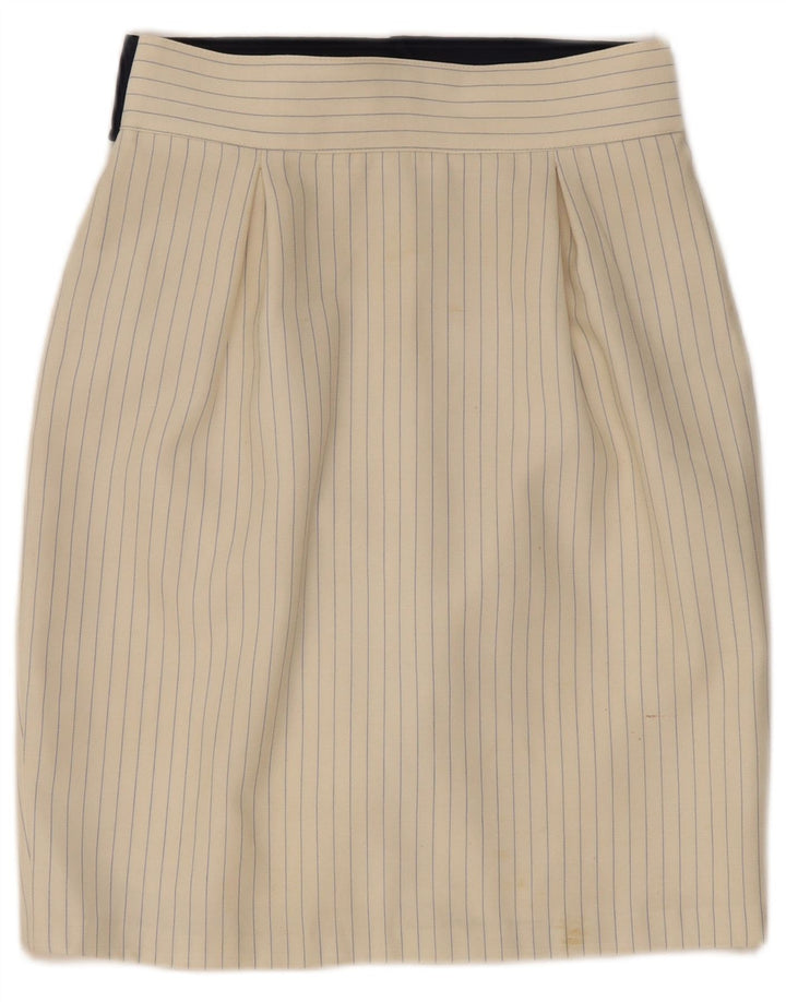 Gonna a tubino vintage da donna IT 44 media W30 gessata beige