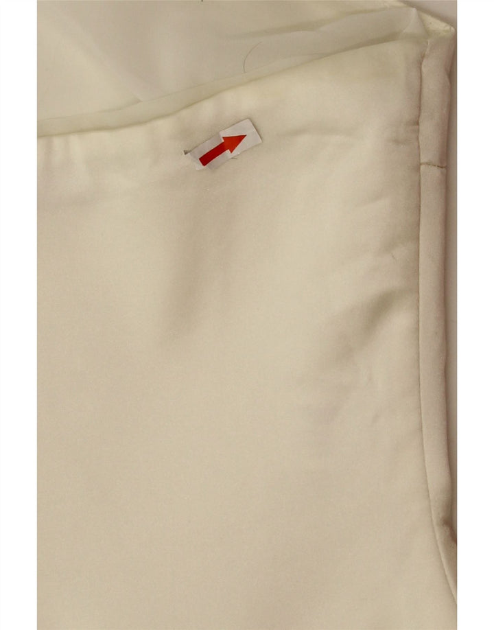 Top corto senza spalline da donna Zara UK 12 Poliestere bianco medio
