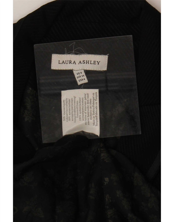 Laura Ashley Giacca blazer a 1 bottone da donna UK 8 piccola in viscosa nera