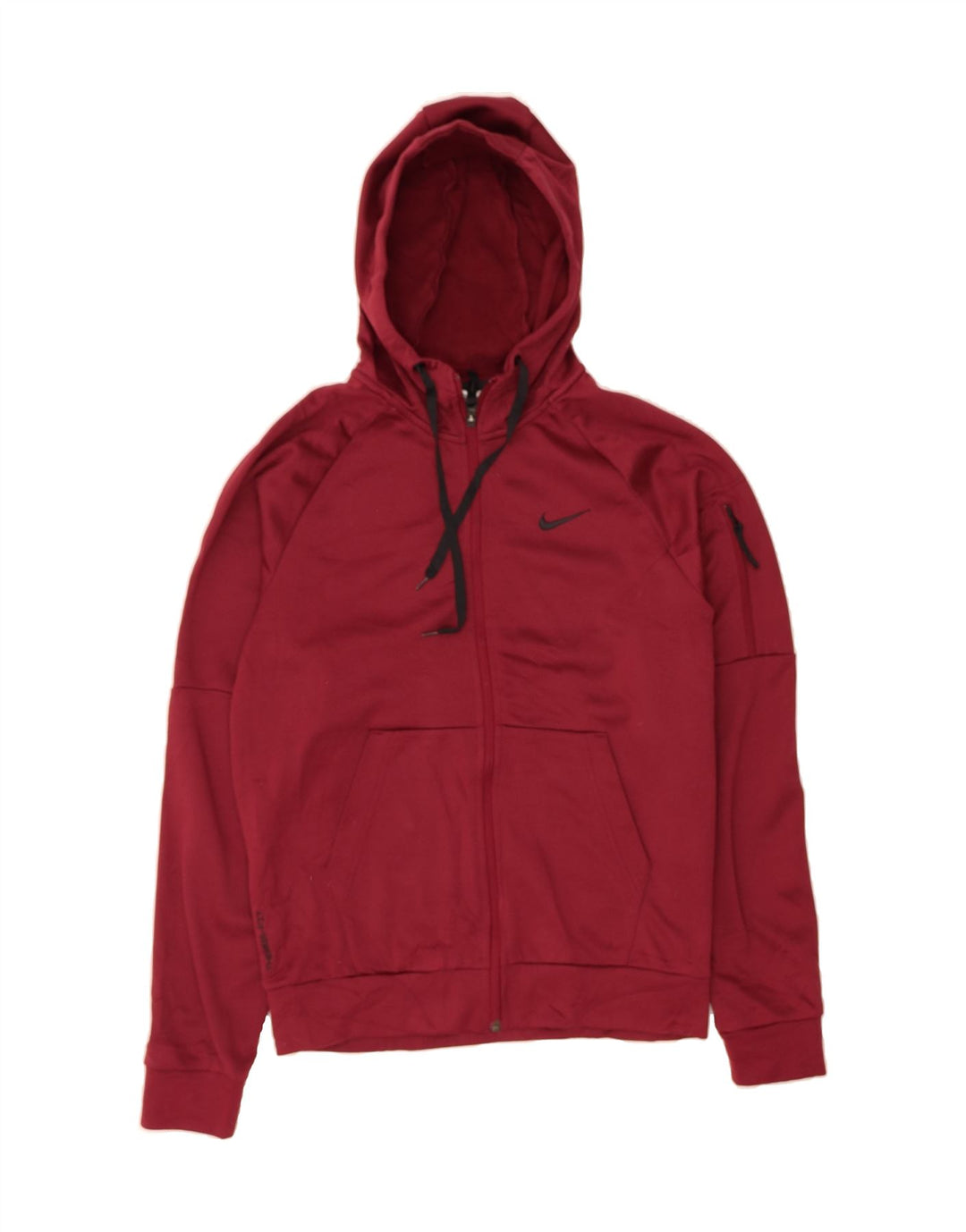 NIKE Mens Therma-Fit Zip Hoodie Sweater Small Red Polyester Vintage Nike and Second-Hand Nike from Messina Hembry 