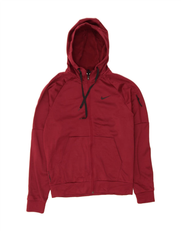 NIKE Mens Therma-Fit Zip Hoodie Sweater Small Red Polyester Vintage Nike and Second-Hand Nike from Messina Hembry 