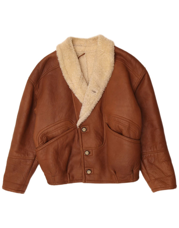Giubbotto in shearling vintage da uomo IT 48 Marrone medio