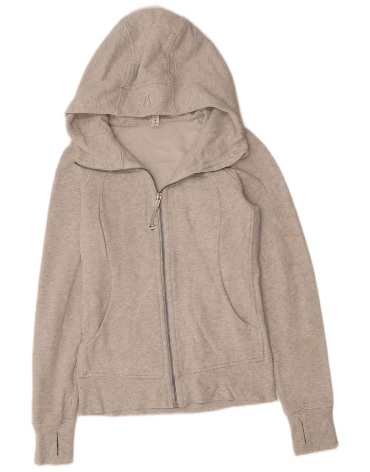 LULULEMON Felpa con cappuccio e zip da donna US 6 Cotone grigio medio