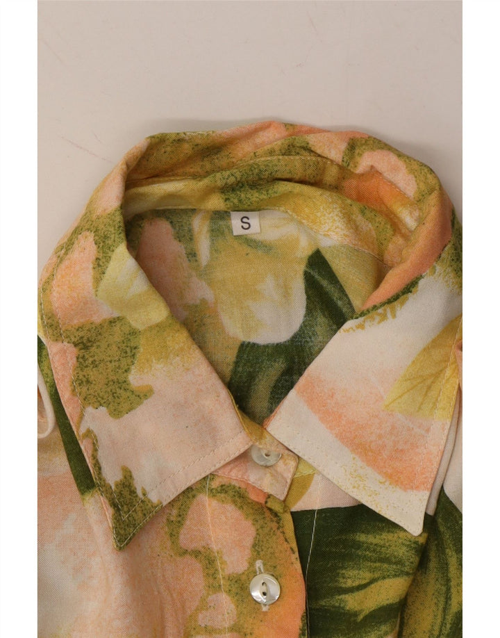 Camicia da donna VINTAGE UK 10 Piccolo floreale giallo
