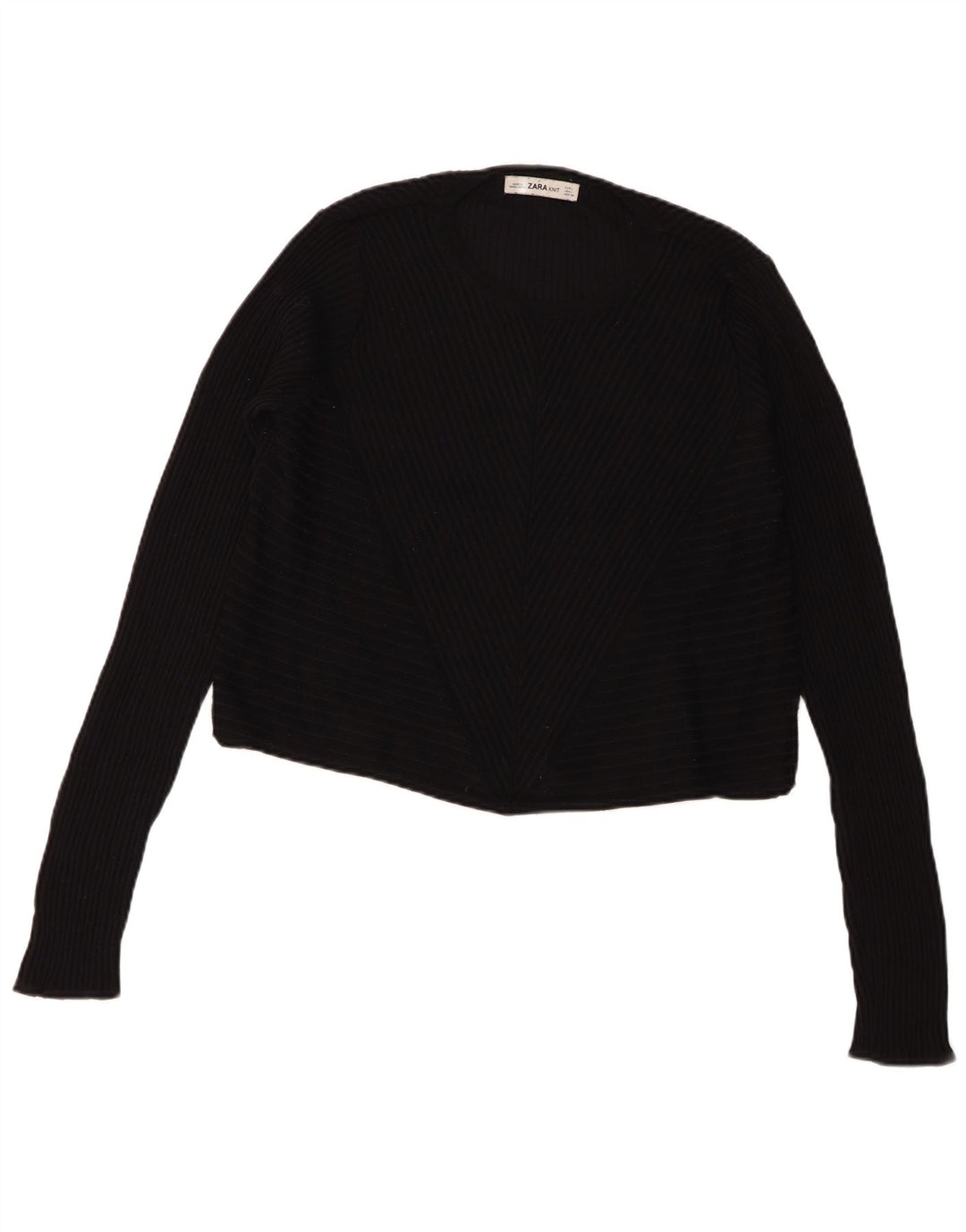 Maglione corto girocollo da donna Zara UK 16 grande nero