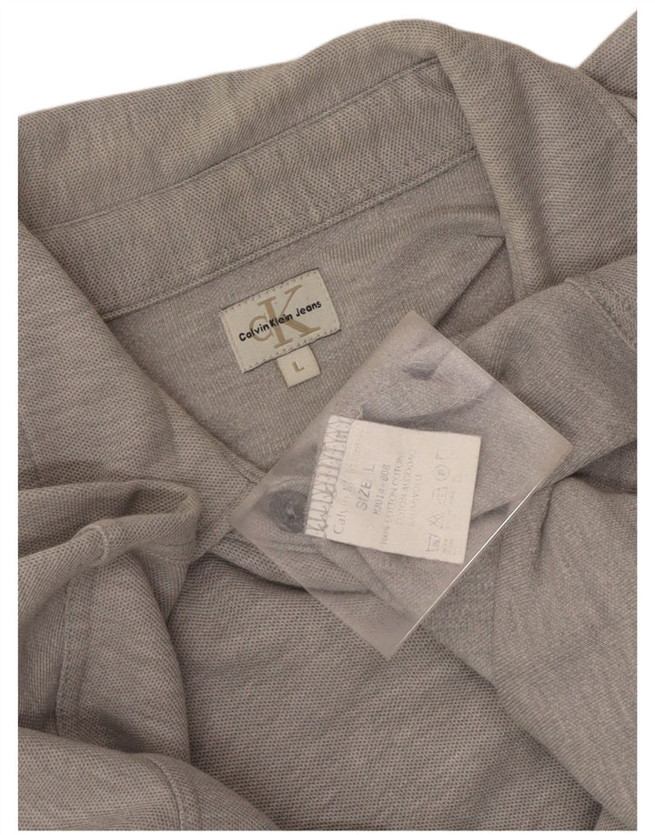 Camicia da uomo Calvin Klein Jeans grande in cotone chiazzato grigio