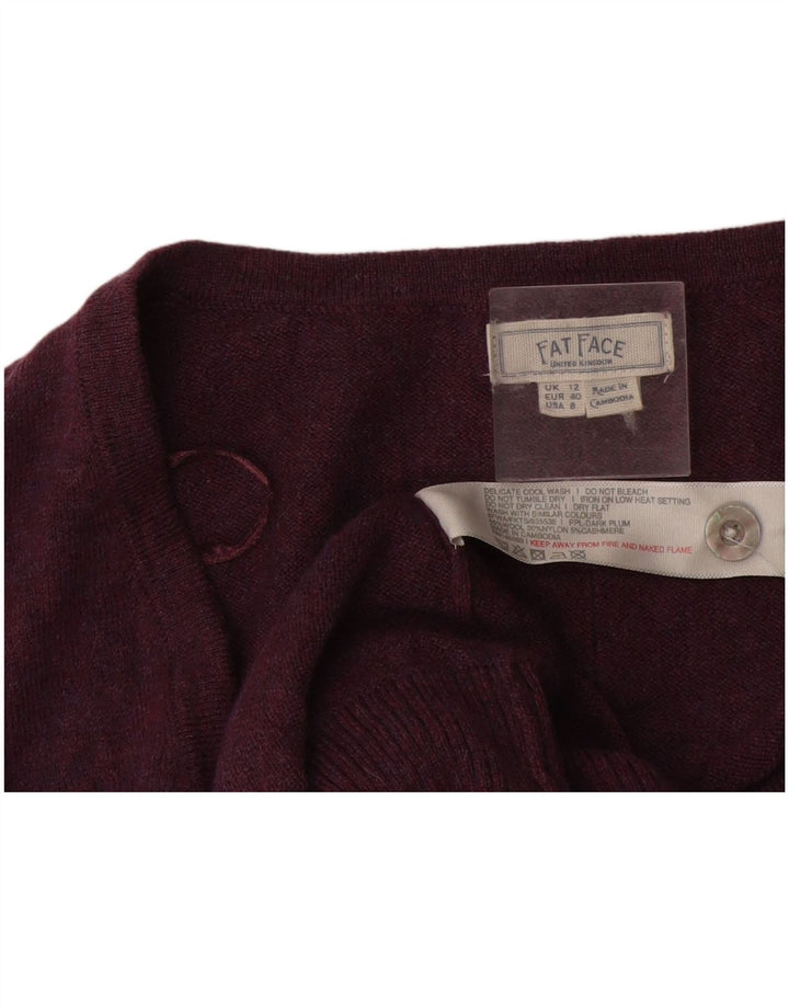 Maglione cardigan da donna Fat Face UK 12 Lana bordeaux medio