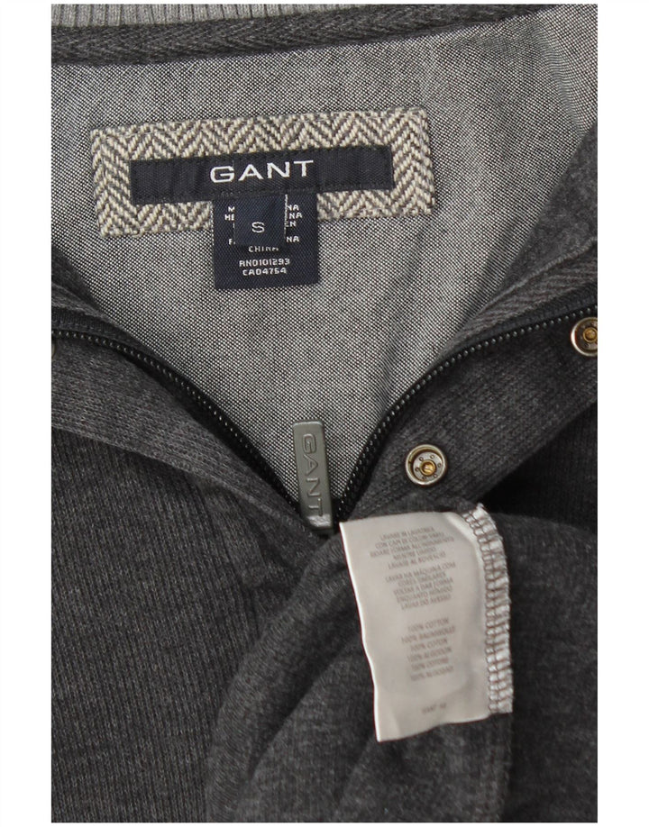 GANT Maglione da uomo con zip e collo piccolo in cotone grigio
