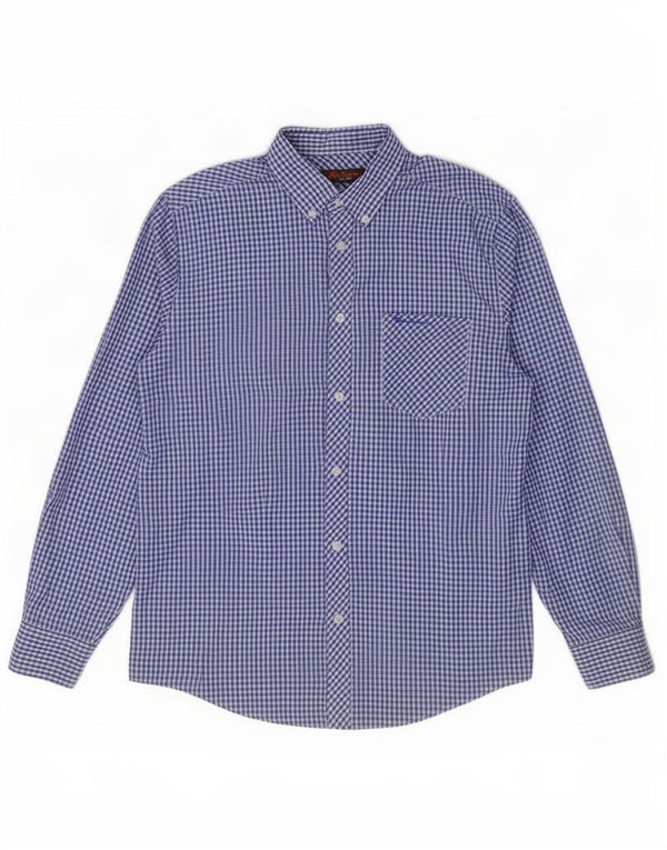 Camicia da uomo Ben Sherman in cotone a quadretti blu medio