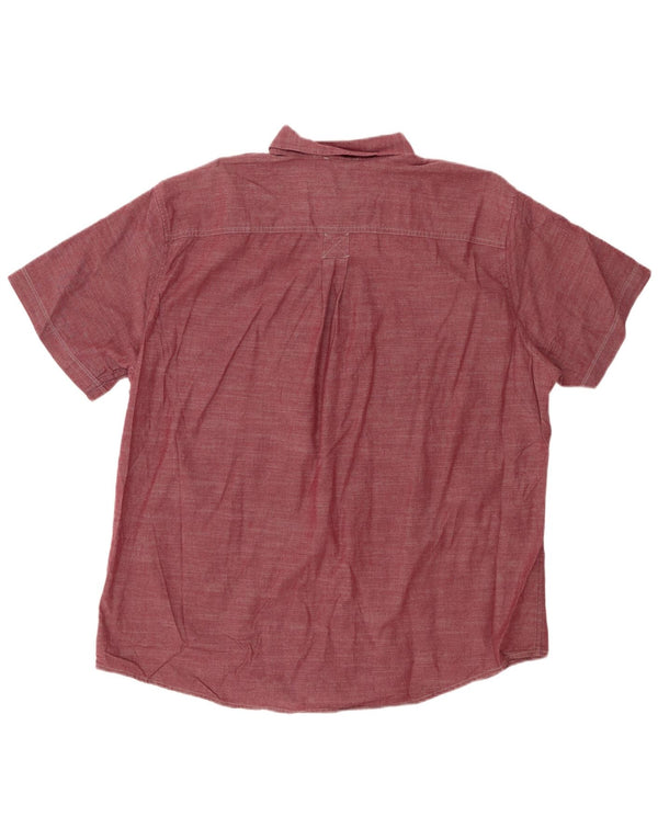 EDDIE BAUER Camicia a maniche corte da uomo XL in cotone bordeaux