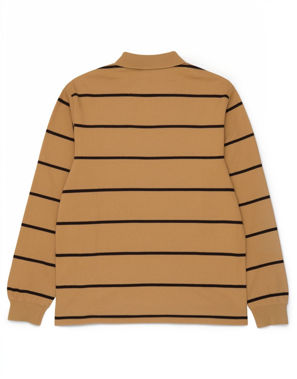 Polo da uomo a maniche lunghe Timberland in cotone a righe beige medio