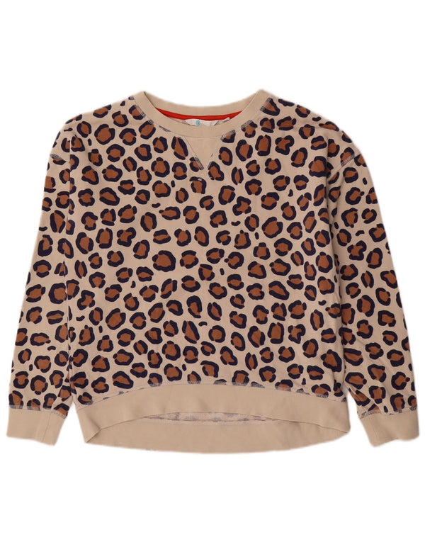 Boden Felpa oversize da donna Maglione UK 6 XS Beige Cotone con stampa animalier