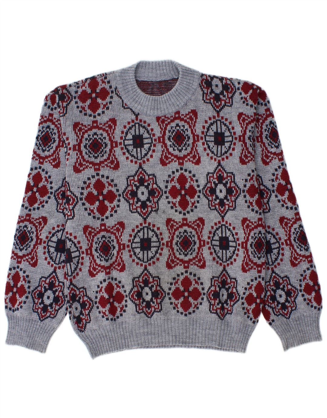 Maglione maglione girocollo da uomo VINTAGE blu medio Fair Isle