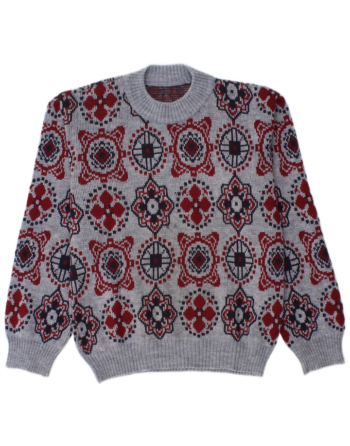Maglione maglione girocollo da uomo VINTAGE blu medio Fair Isle