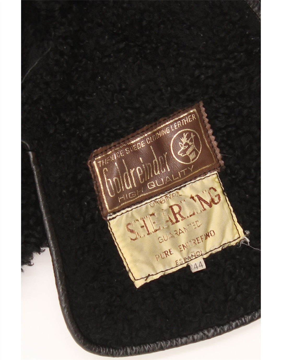 Cappotto in shearling vintage da donna IT 44 Shearling patchwork nero medio
