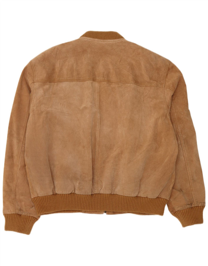 Giacca vintage in pelle scamosciata da uomo UK 42 2XL Pelle beige