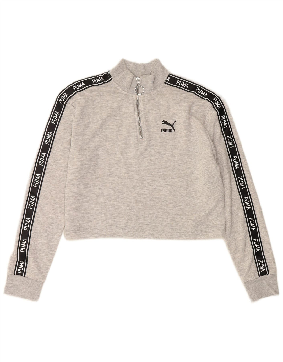 PUMA Donna Crop Crop Felpa Maglione UK 12 Colore grigio medio blocco