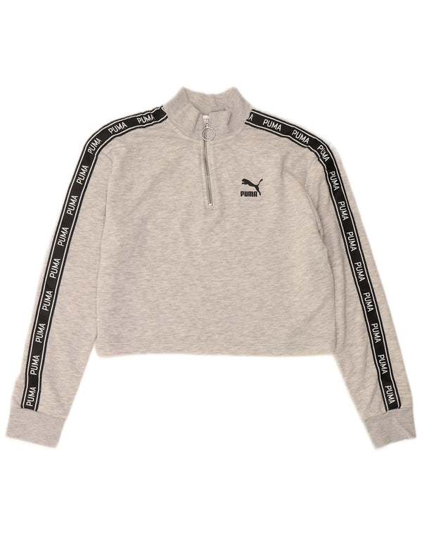 PUMA Donna Crop Crop Felpa Maglione UK 12 Colore grigio medio blocco