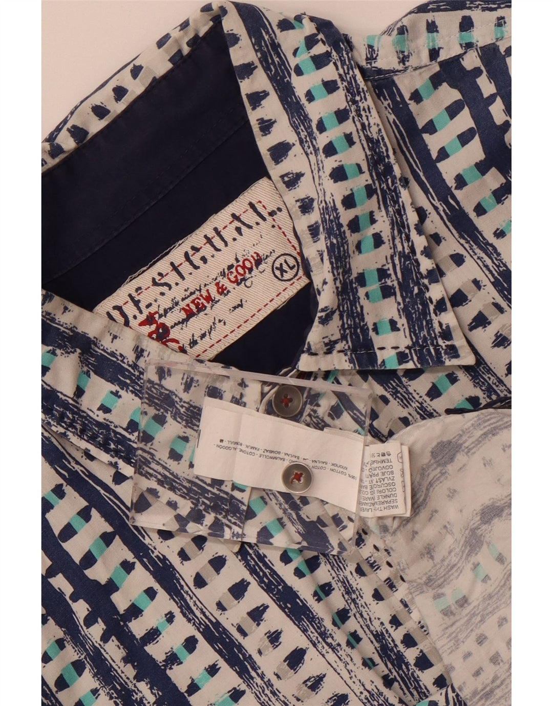 Desigual Camicia a maniche corte da uomo XL Blu in cotone geometrico