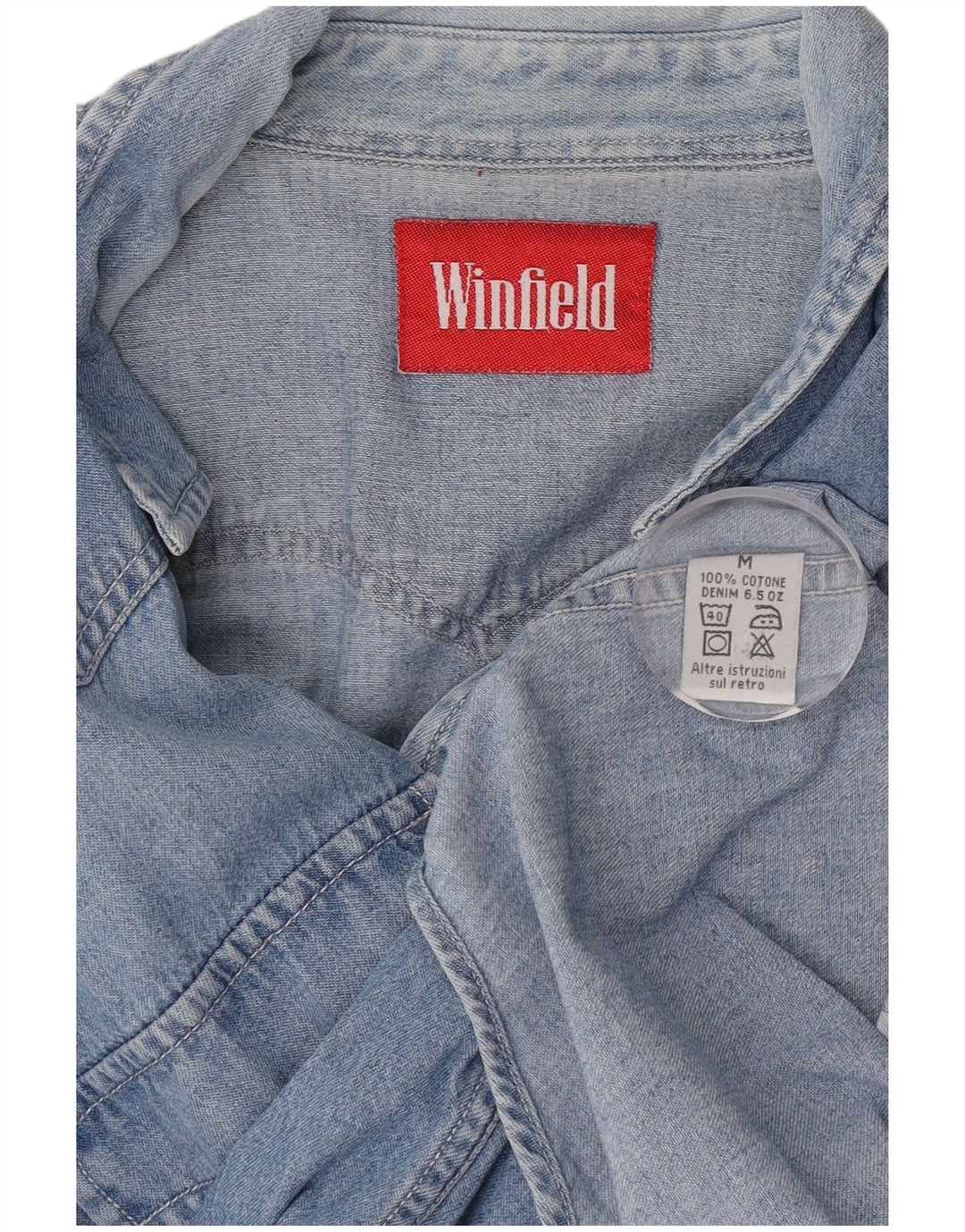 Camicia di jeans vintage da uomo in cotone blu medio