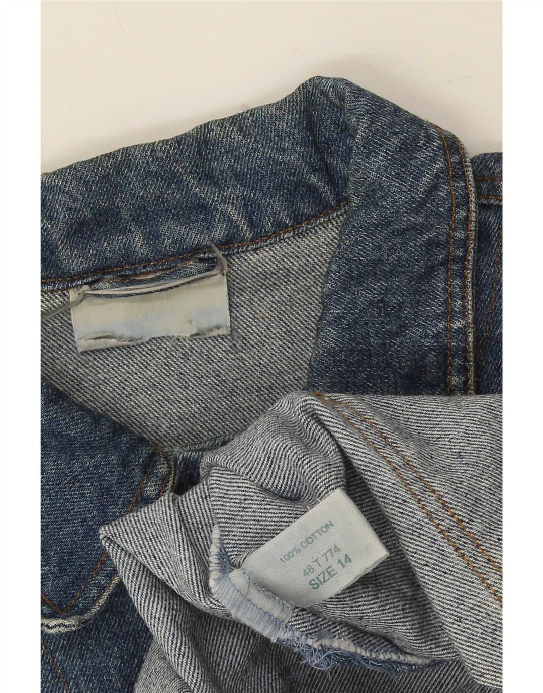 Giacca di jeans vintage da donna UK 14 grande cotone blu