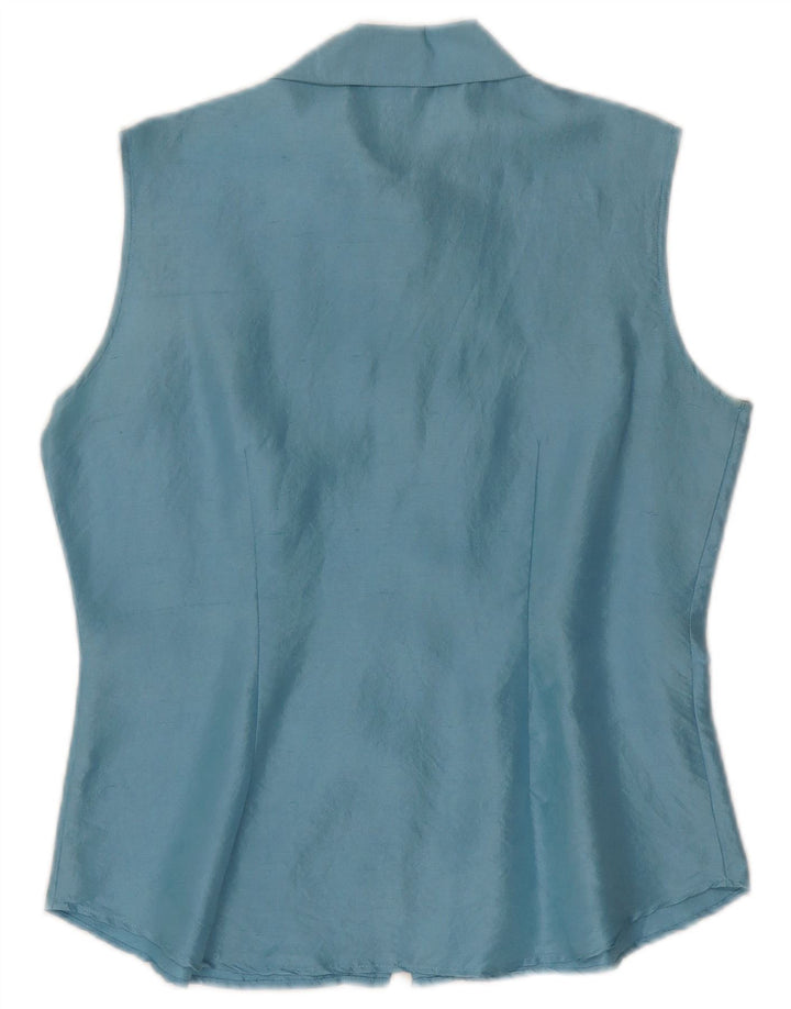 Camicetta senza maniche da donna Project UK 10 piccola seta blu