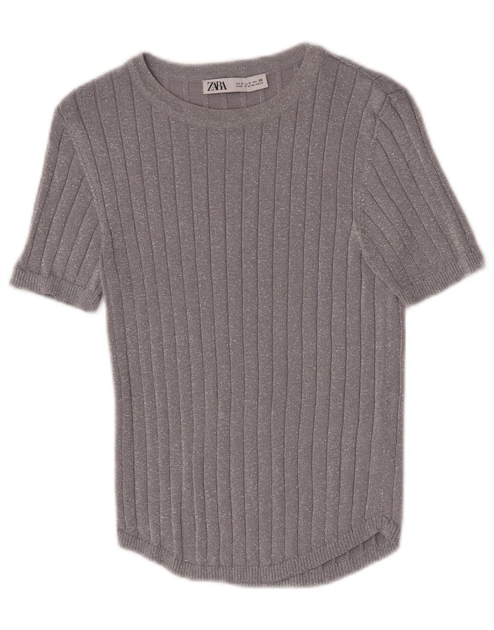Camicetta da donna Zara Top UK 8 piccola argento chiazzata