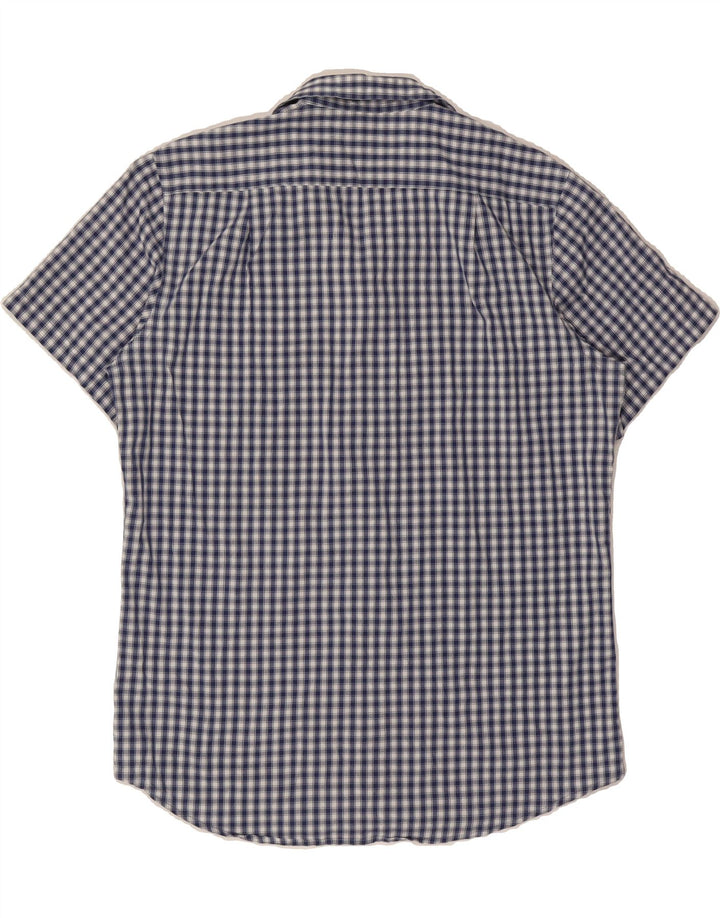 IZOD Mens Short Sleeve Shirt Large Navy Blue Check Cotton Vintage Izod and Second-Hand Izod from Messina Hembry 