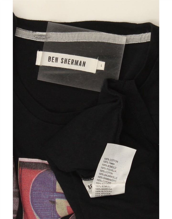 T-shirt grafica da uomo Ben Sherman Top grande in cotone nero