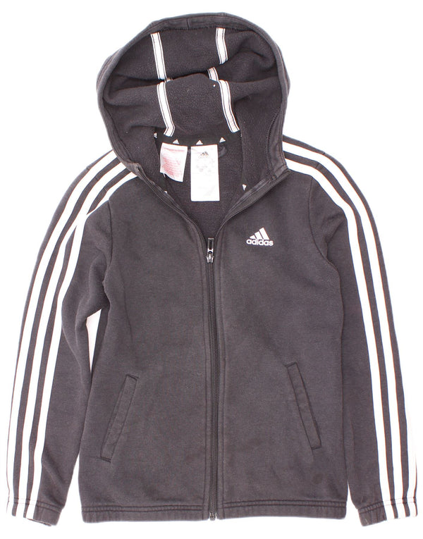 Felpa con cappuccio e zip per ragazze Adidas 9-10 anni in cotone nero
