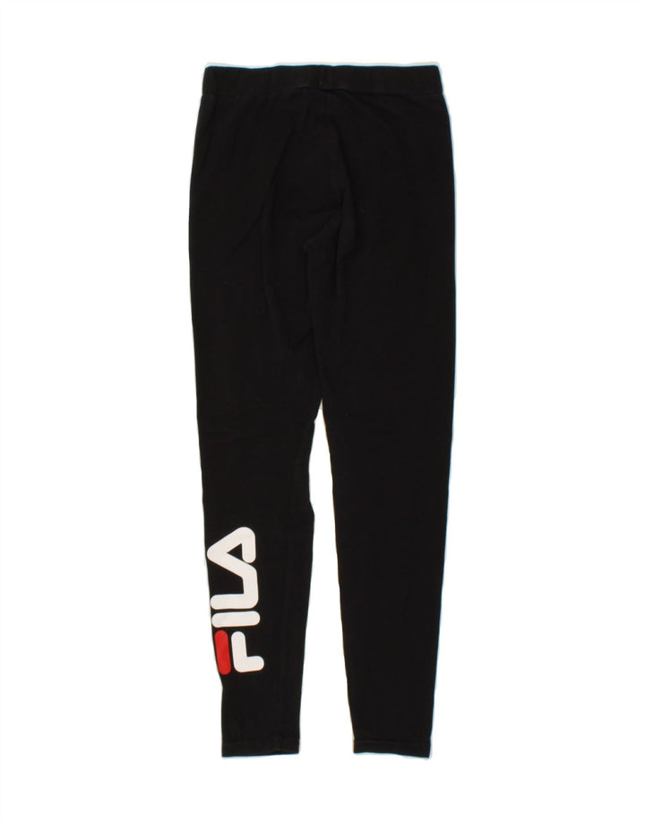 FILA Girls Graphic Leggings 11-12 Years Black Vintage Fila and Second-Hand Fila from Messina Hembry 