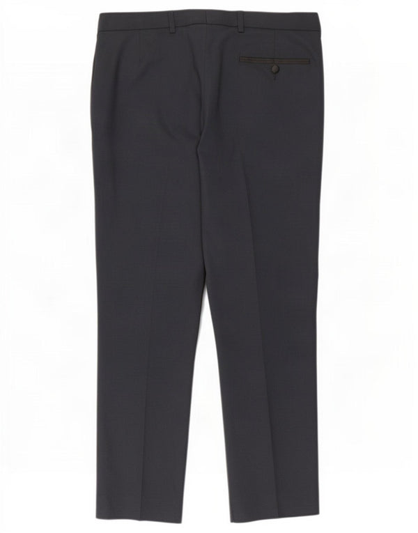 Pantaloni casual slim fit da uomo Marks & Spencer W34 L29 poliestere blu navy