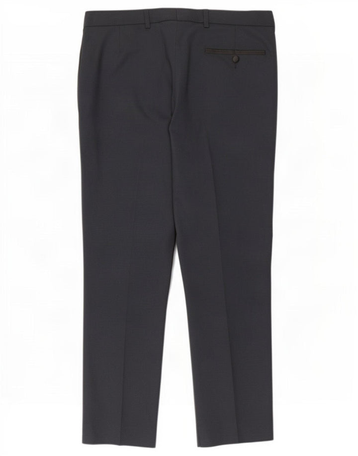 Pantaloni casual slim fit da uomo Marks & Spencer W34 L29 poliestere blu navy