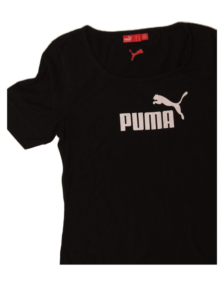 PUMA Womens Graphic T-Shirt Top UK 12 Medium Black Cotton Vintage Puma and Second-Hand Puma from Messina Hembry 