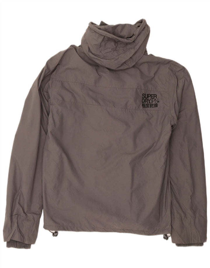 Giacca a vento con cappuccio da uomo Superdry UK 40 Large in nylon grigio