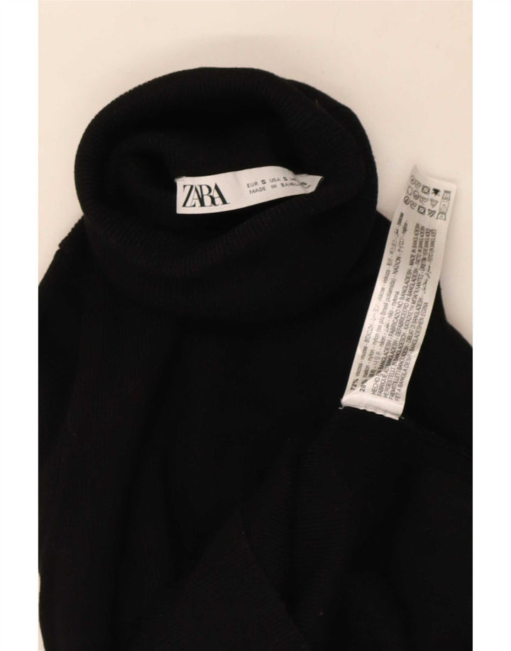 Top corto da donna Zara a maniche lunghe UK 8 piccolo in viscosa nera