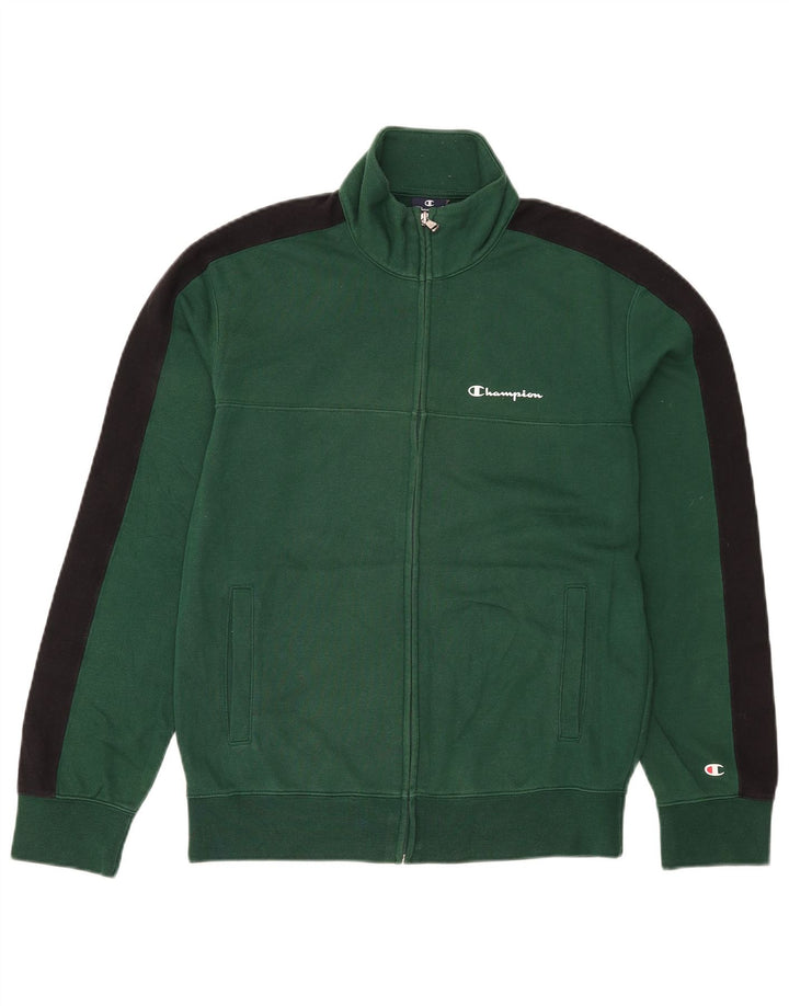 Giacca da tuta da uomo Champion in cotone color block verde medio