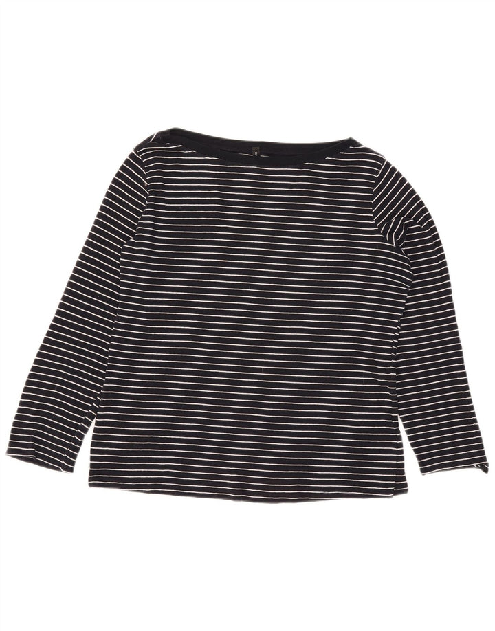 Top manica lunga da donna Marks & Spencer UK 16 grande gessato blu navy