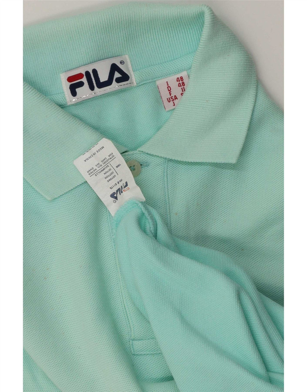 Polo da uomo a maniche lunghe Fila IT 48 cotone turchese medio