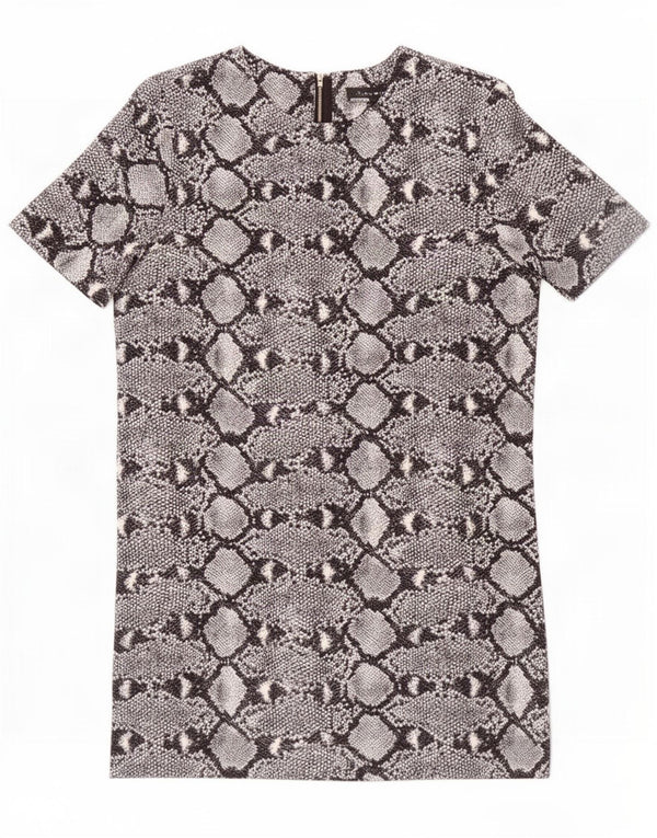 Abito a trapezio da donna Zara UK 10 piccolo grigio con stampa animalier