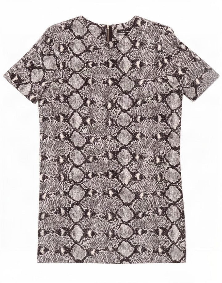 Abito a trapezio da donna Zara UK 10 piccolo grigio con stampa animalier