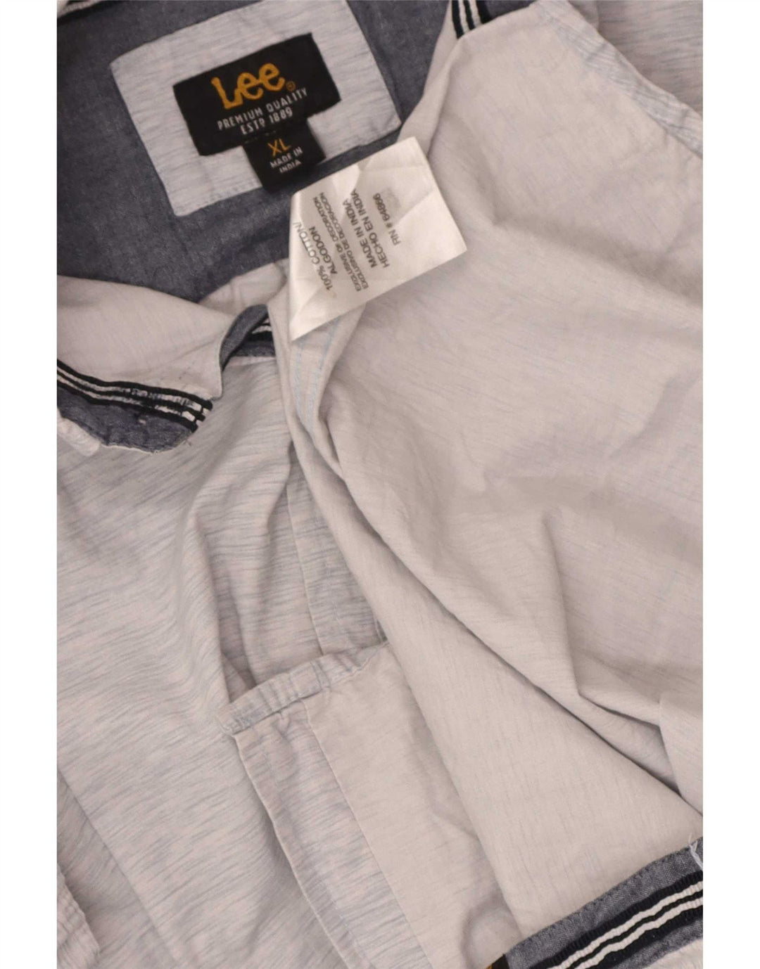 Camicia a maniche corte da uomo Lee XL in cotone screziato blu