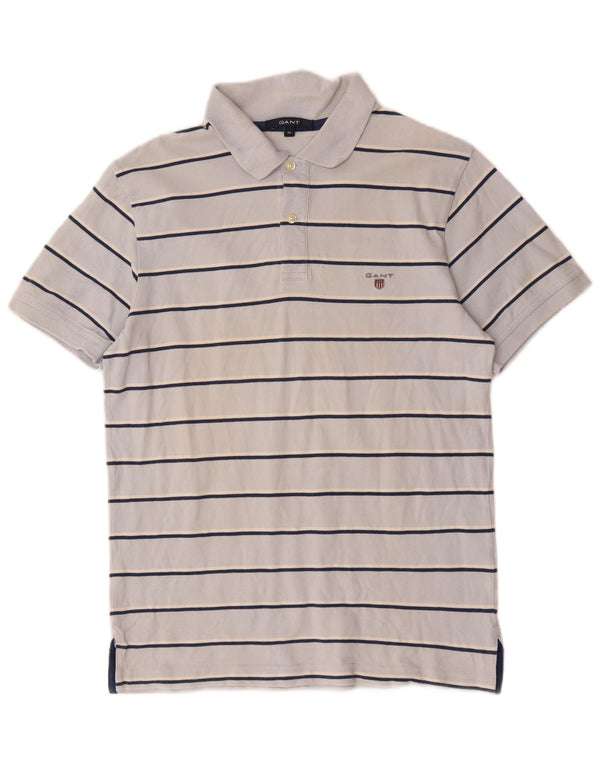 Polo da uomo Gant in cotone a righe blu medio