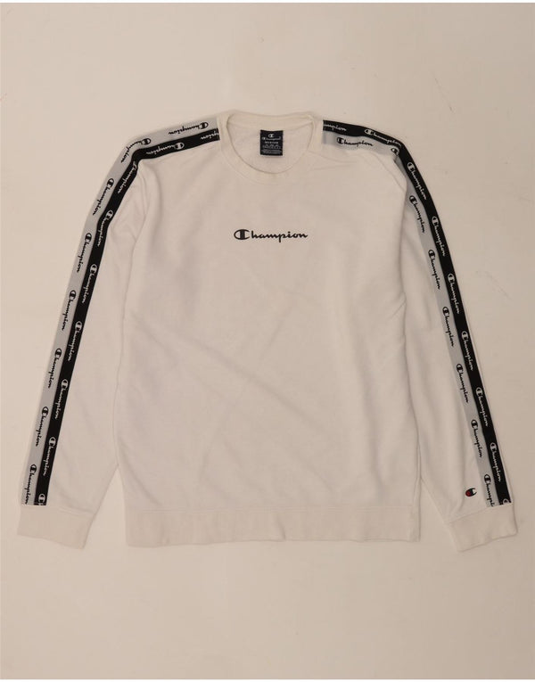Felpa grafica da uomo Champion, maglione, cotone color block bianco medio