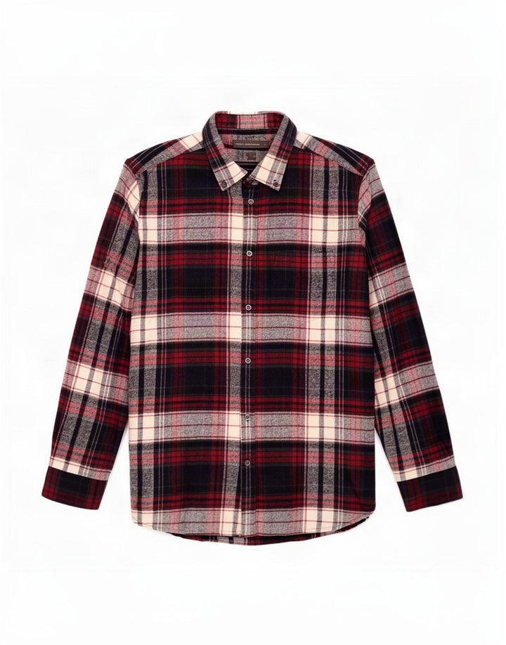 Camicia da uomo in flanella French Connection grande scozzese bordeaux