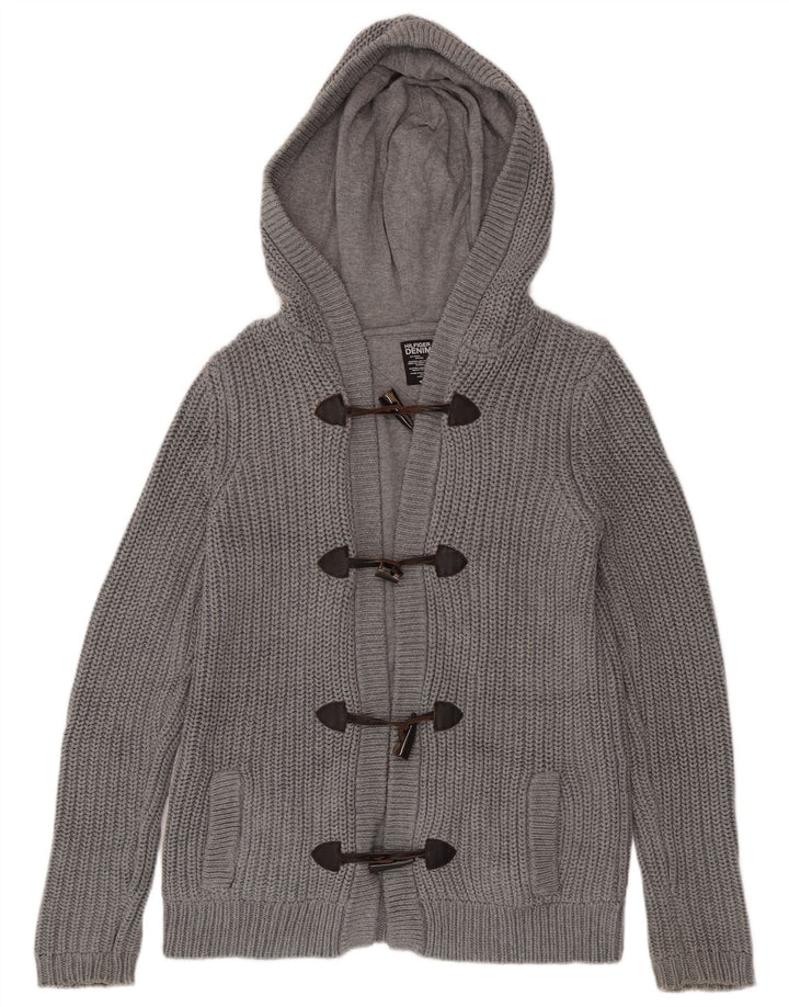 Maglione cardigan con cappuccio da uomo Tommy Hilfiger in cotone grigio medio