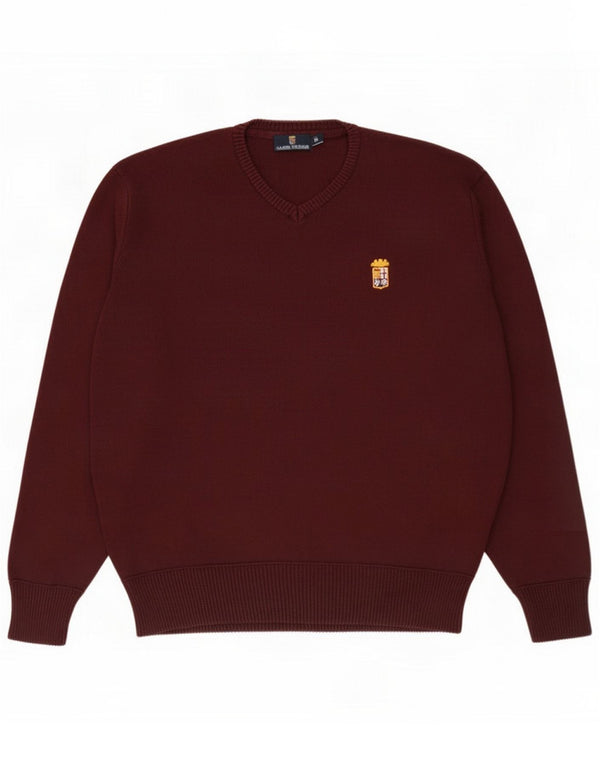 Maglione da uomo con scollo a V Marina Militare 2XL cotone bordeaux