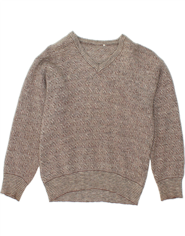 VINTAGE Womens V-Neck Jumper Sweater UK 18 XL Grey Vintage Vintage and Second-Hand Vintage from Messina Hembry 