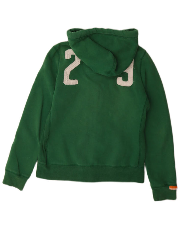 Maglione con cappuccio e zip grafica da donna Superdry UK 16 grande cotone verde