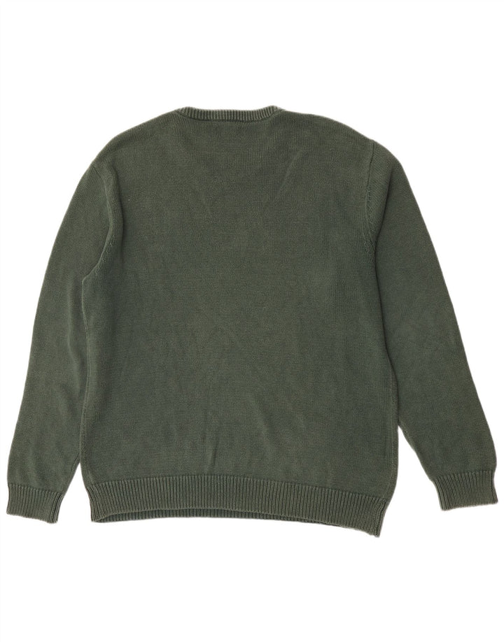 Maglione maglione girocollo da uomo Chaps XL in cotone verde